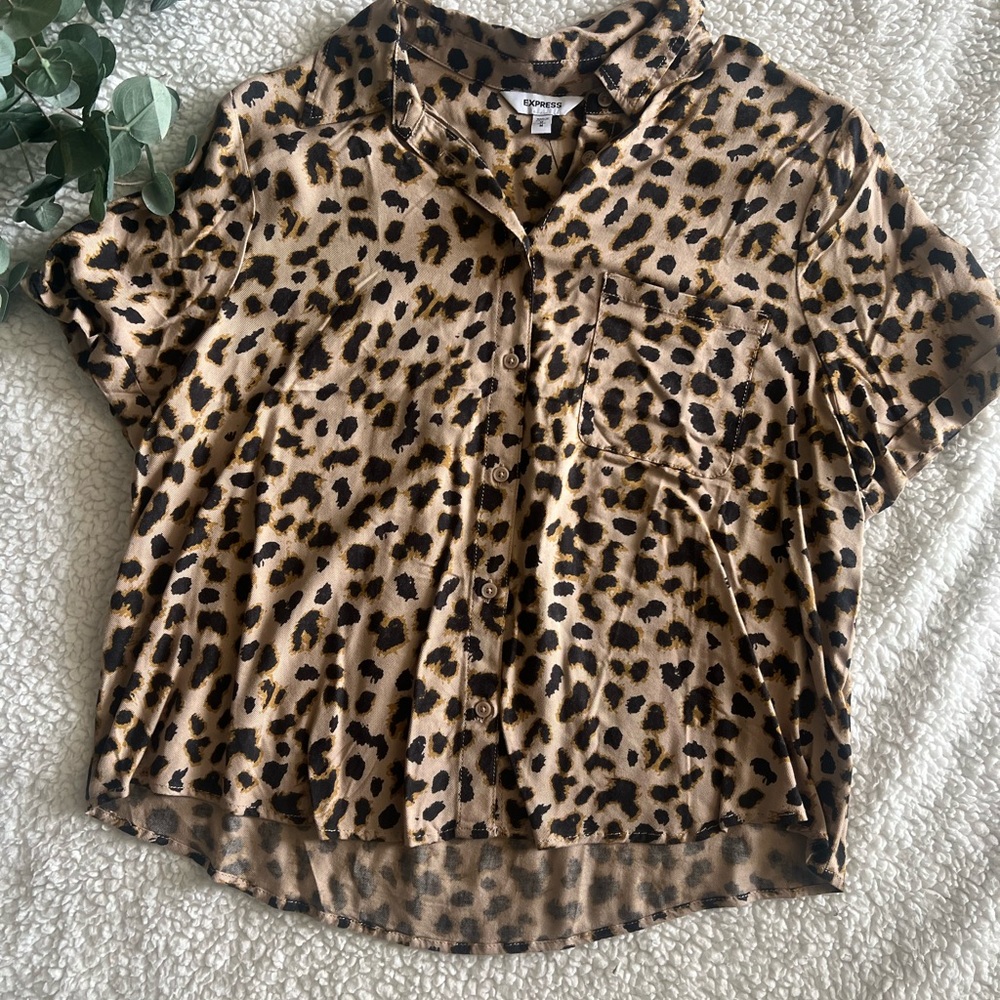 Express Leopard Button Down Shirt